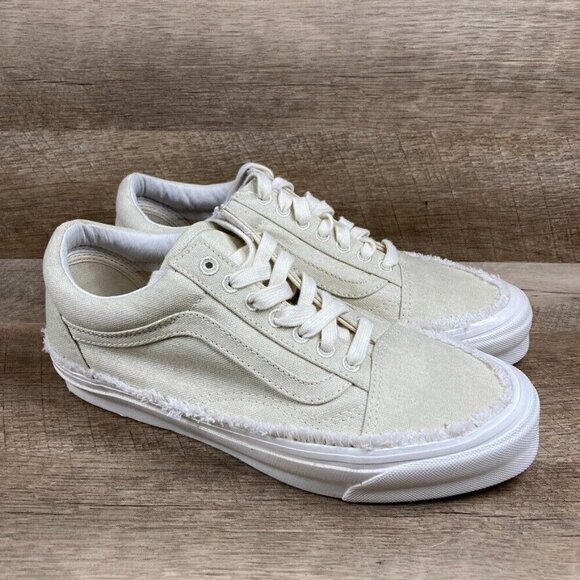 Vans Shoes - VANS Vault OG Old Skool LX Raw Edge Vintage White Canvas Womens 9 Mens 7.5 NEW